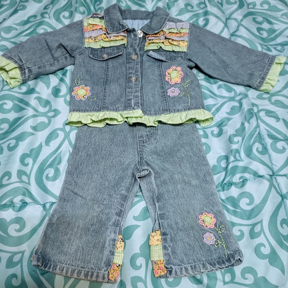 Baby girl Jean's and Jacket set 12 months